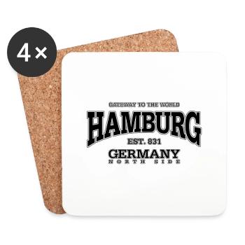 Hamburg (black) - Untersetzer (4er-Set) - Weiß - Vorne