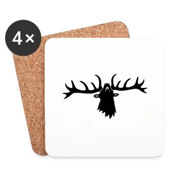 wild stag deer moose elk antler antlers horn horns - Coasters (set of 4) - white - Front