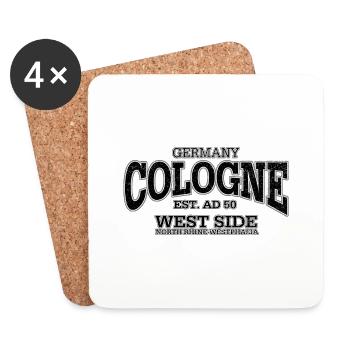 Cologne (à l'ancienne noir) - Dessous de verre (lot de 4) - blanc - Devant