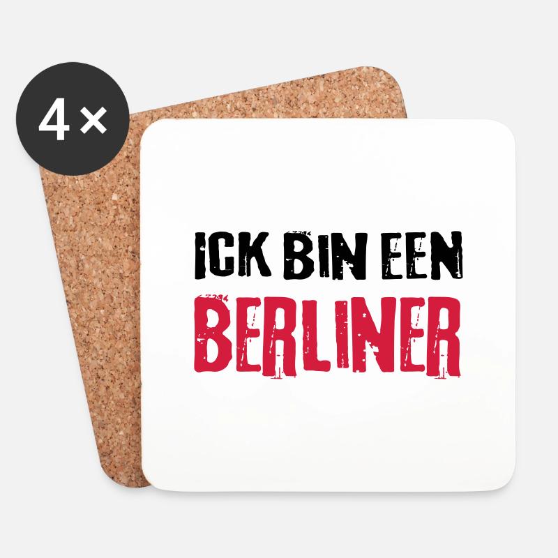 Berlin Ich Ick bin ein Berliner lustige Sprüche - Untersetzer (4er-Set) - Weiß
