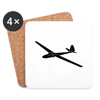 DDR Libelle Segelflugzeug Geschenk - Untersetzer (4er-Set) - Weiß - Vorne