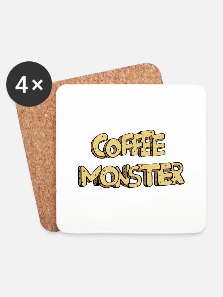 textcoffee_monster - Untersetzer (4er-Set) - Weiß