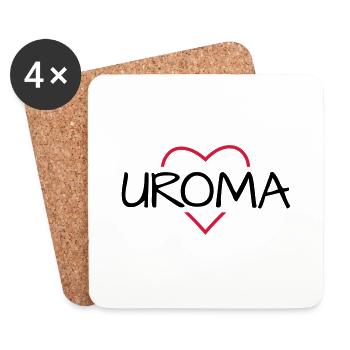 Uroma Herz Gechenkidee - Untersetzer (4er-Set) - Weiß - Vorne