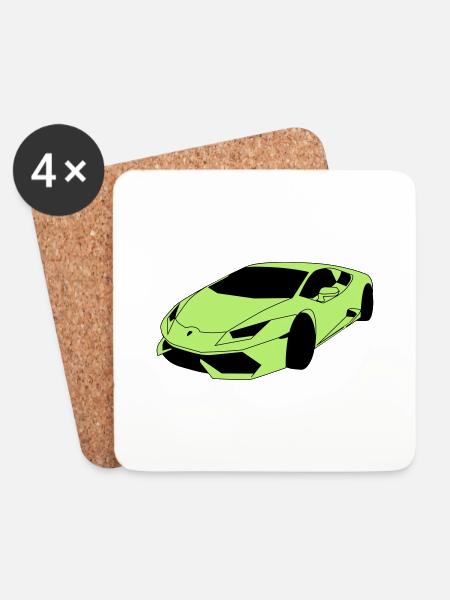 Lambo Sports Car - Coasters (set of 4) - white