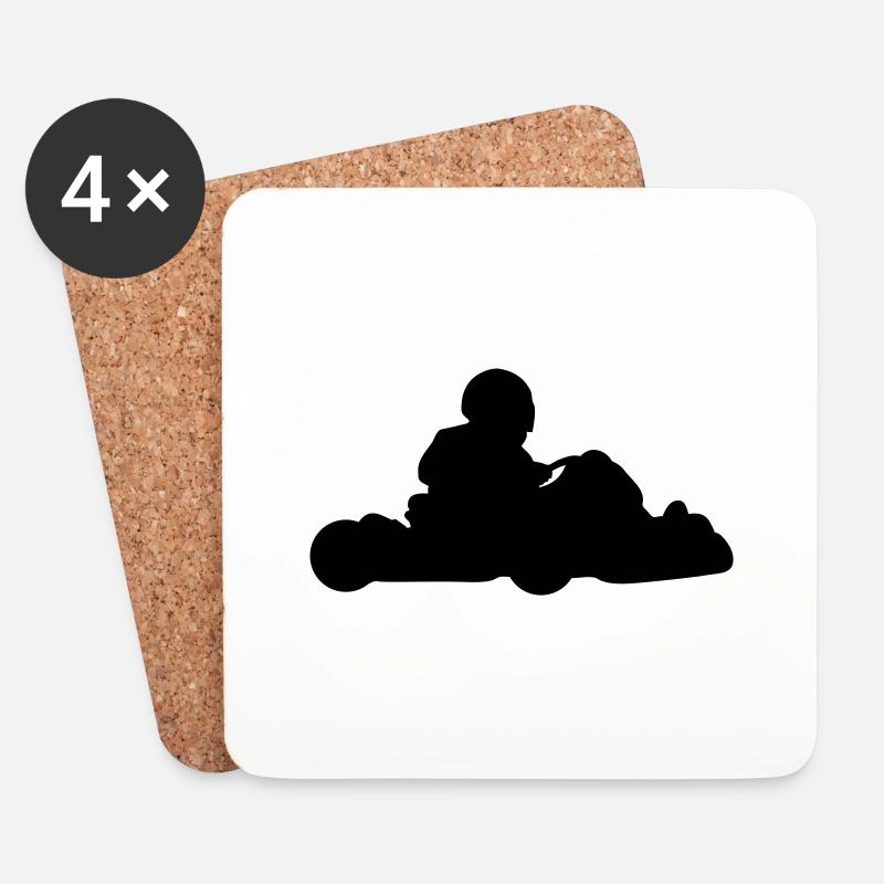 go_kart_silhouette_c1 - Untersetzer (4er-Set) - Weiß