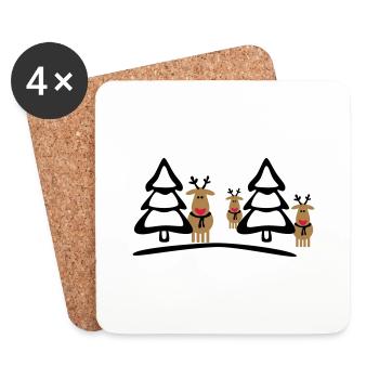 rennes de Noël équipage - Dessous de verre (lot de 4) - blanc - Devant