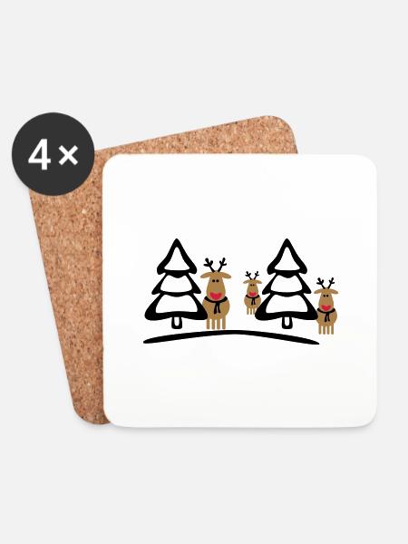 christmas reindeers crew - Coasters (set of 4) - white