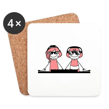 2 friends girlfriends couple duo love mixer pla - Coasters (set of 4) - white - Front