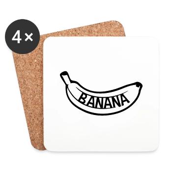 text banana logo fruit banana delicious healthy food b - Coasters (set of 4) - white - Front
