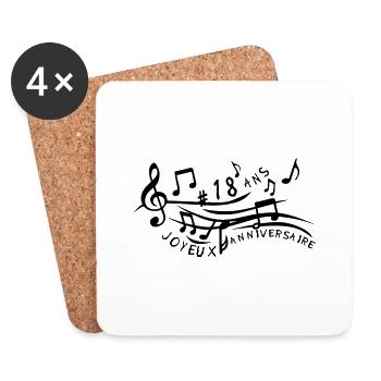 18 ans partition musicale anniversaire - Dessous de verre (lot de 4) - blanc - Devant