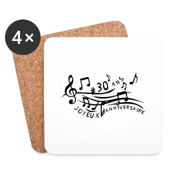 30 ans partition musicale anniversaire - Dessous de verre (lot de 4) - blanc - Devant