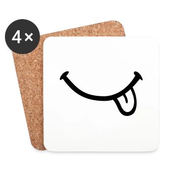 Smiley Langue - Dessous de verre (lot de 4) - blanc - Devant