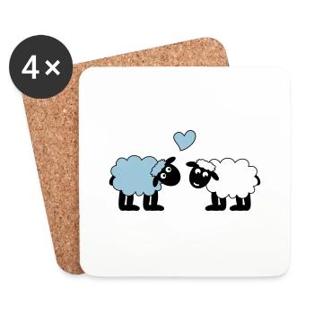 mouton joyeusement amoureux mouton mouton cœur d’agneau - Dessous de verre (lot de 4) - blanc - Devant