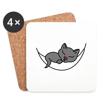 Sleeping Cat - Coasters (set of 4) - white - Front