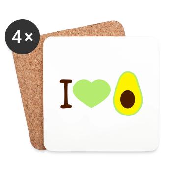 i love avocado liebe herz clipart obst gemuese lec - Dessous de verre (lot de 4) - blanc - Devant