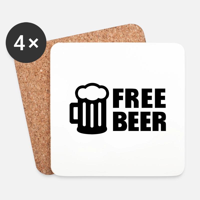 Free Beer - Untersetzer (4er-Set) - Weiß