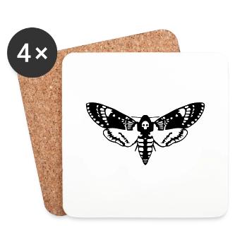 butterfly Acherontia atropos death's-head hawkmoth - Coasters (set of 4) - white - Front