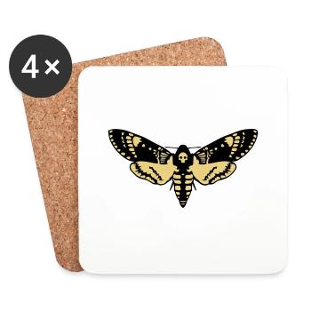 Death's-head Hawk moth butterfly skull - Coasters (set of 4) - white - Front