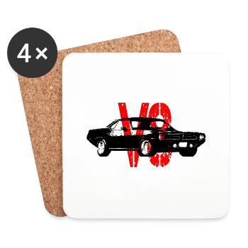 MuscleCar V8 - Dessous de verre (lot de 4) - blanc - Devant