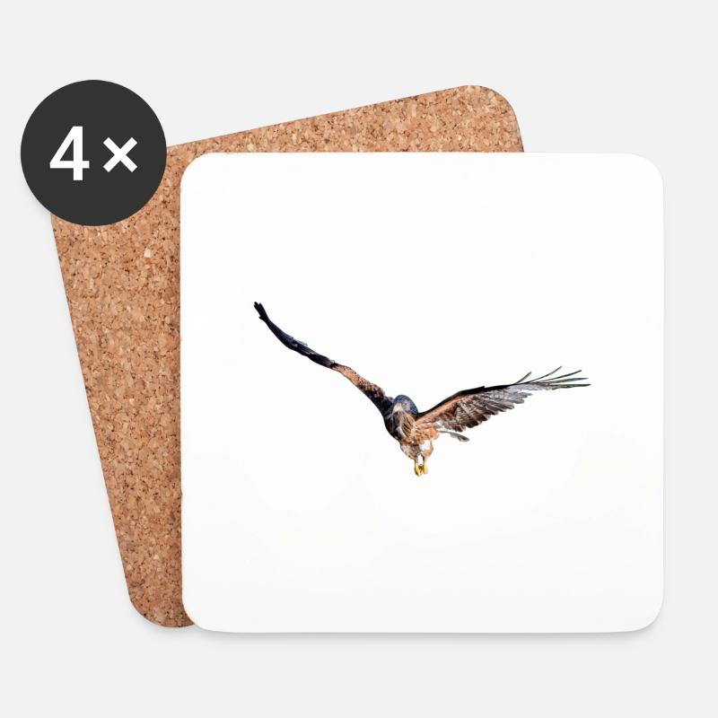 Greifvogel, Rotmilan, Gabelweihe, Königsweihe - Untersetzer (4er-Set) - Weiß