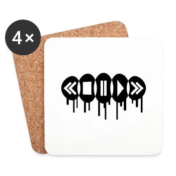 Music Player Graffiti Logo - Dessous de verre (lot de 4) - blanc - Devant