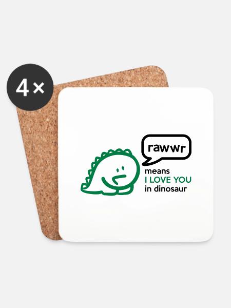 Rawr means I LOVE YOU in dinosaur - Untersetzer (4er-Set) - Weiß