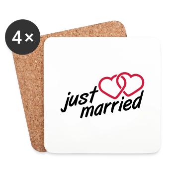Just Married Heart Logo Design - Dessous de verre (lot de 4) - blanc - Devant