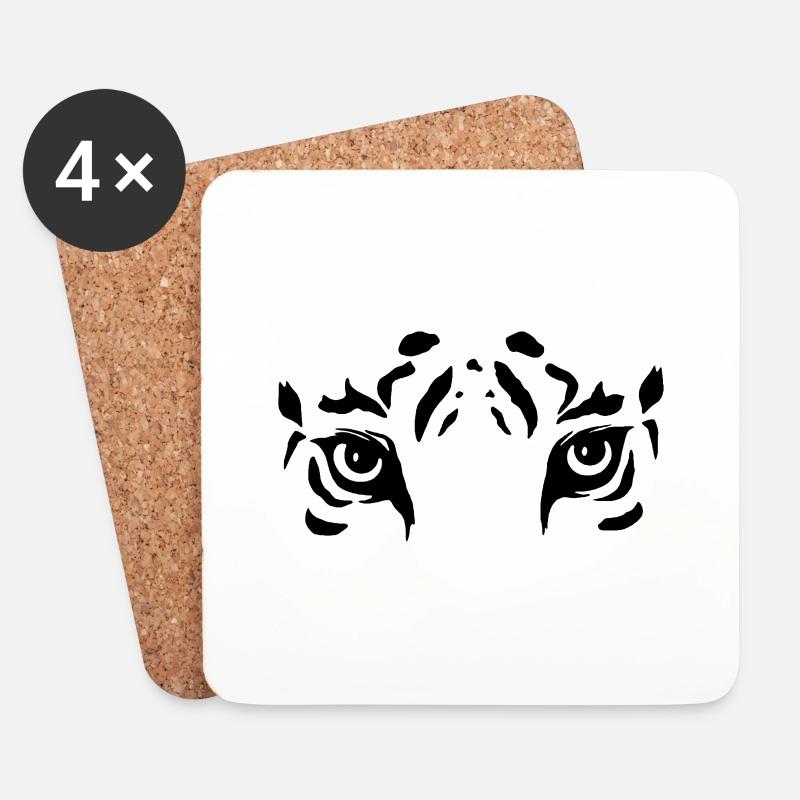 Tiger-Vektor - Untersetzer (4er-Set) - Weiß