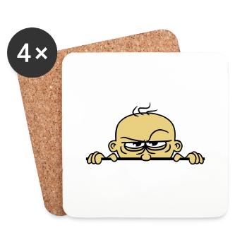 boeses face hide wall shield funny comi - Coasters (set of 4) - white - Front