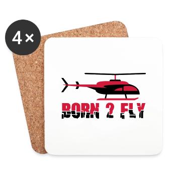 Born to Fly Cool Heli Design - Untersetzer (4er-Set) - Weiß - Vorne