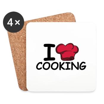 Chefkoch Kochmütze I Love Liebe - Untersetzer (4er-Set) - Weiß - Vorne