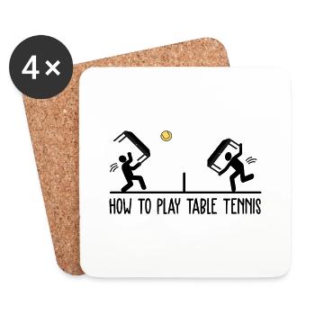 Comment jouer au tennis de table tennis de table tshirt sport - Dessous de verre (lot de 4) - blanc - Devant