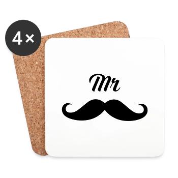 Mr - Moustache Part 1) - Coasters (set of 4) - white - Front