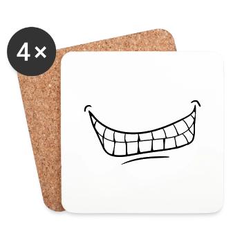 Grinning Evil Horror Mouth Smile Comic Teeth - Coasters (set of 4) - white - Front