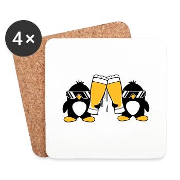 pingouin toast équipe amis lunettes de soleil fête - Dessous de verre (lot de 4) - blanc - Devant