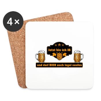 Geschenk zum 16 Geburtstag - Untersetzer (4er-Set) - Weiß - Vorne