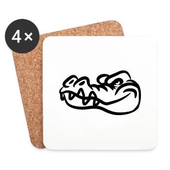 Crocodile funny evil - Coasters (set of 4) - white - Front