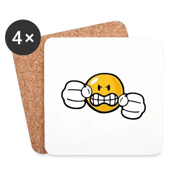 Smiley Anger Fury - Coasters (set of 4) - white - Front
