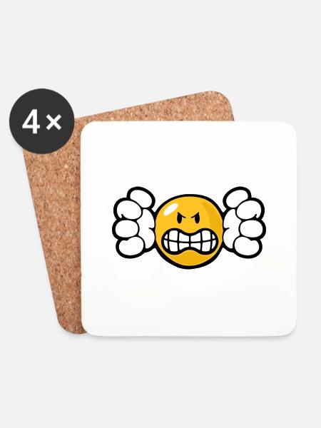 Smiley Anger Unforgiving - Untersetzer (4er-Set) - Weiß