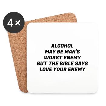 Alcohol - Drunk - Bier - Alkohol - Party - Humor - Untersetzer (4er-Set) - Weiß - Vorne