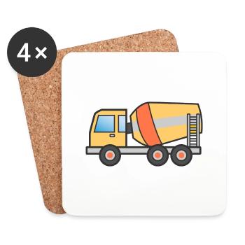 Concrete mixer dump truck gift children motive - Coasters (set of 4) - white - Front