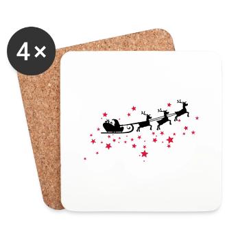 Christkind mit Schlitten am Sternenhimmel - Untersetzer (4er-Set) - Weiß - Vorne