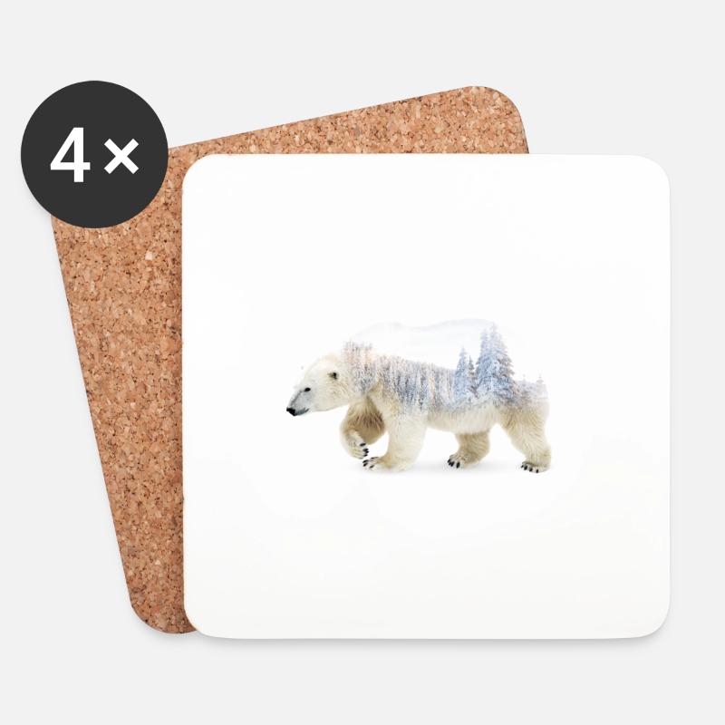Eisbär - Untersetzer (4er-Set) - Weiß