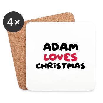 adam loves christmas xmas name - Coasters (set of 4) - white - Front