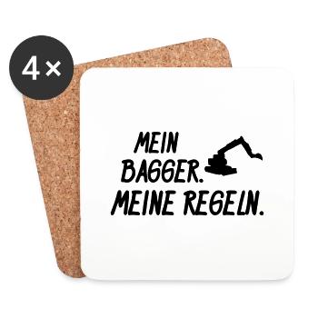 mein bagger meine regeln - Untersetzer (4er-Set) - Weiß - Vorne