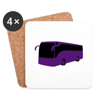 Reisebus - Untersetzer (4er-Set) - Weiß - Vorne