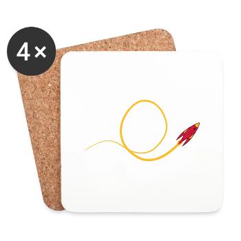 Looping flying rocket - Coasters (set of 4) - white - Front
