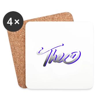 theo graffiti schrift - Dessous de verre (lot de 4) - blanc - Devant