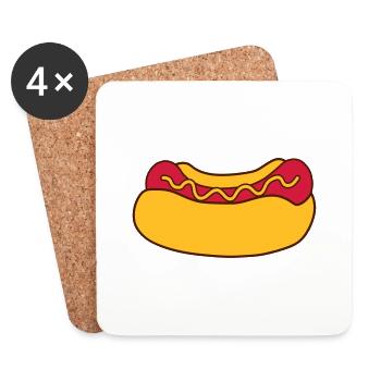 Hot Dog Sausage - Coasters (set of 4) - white - Front
