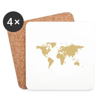 World map map - Coasters (set of 4) - white - Front